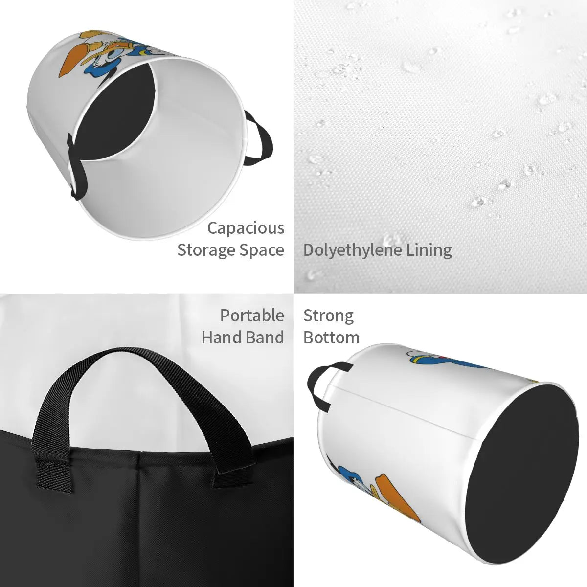 Custom Donald Duck Cartoon Laundry Basket Foldable Large Clothes Storage Bin Baby HamperCustom