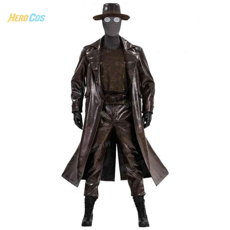 Spider Noir Cosplay Peter Parker Costume Full Set Uniform Props Accessories Shoes Coat Men Halloween Carnival Part HERO Cos