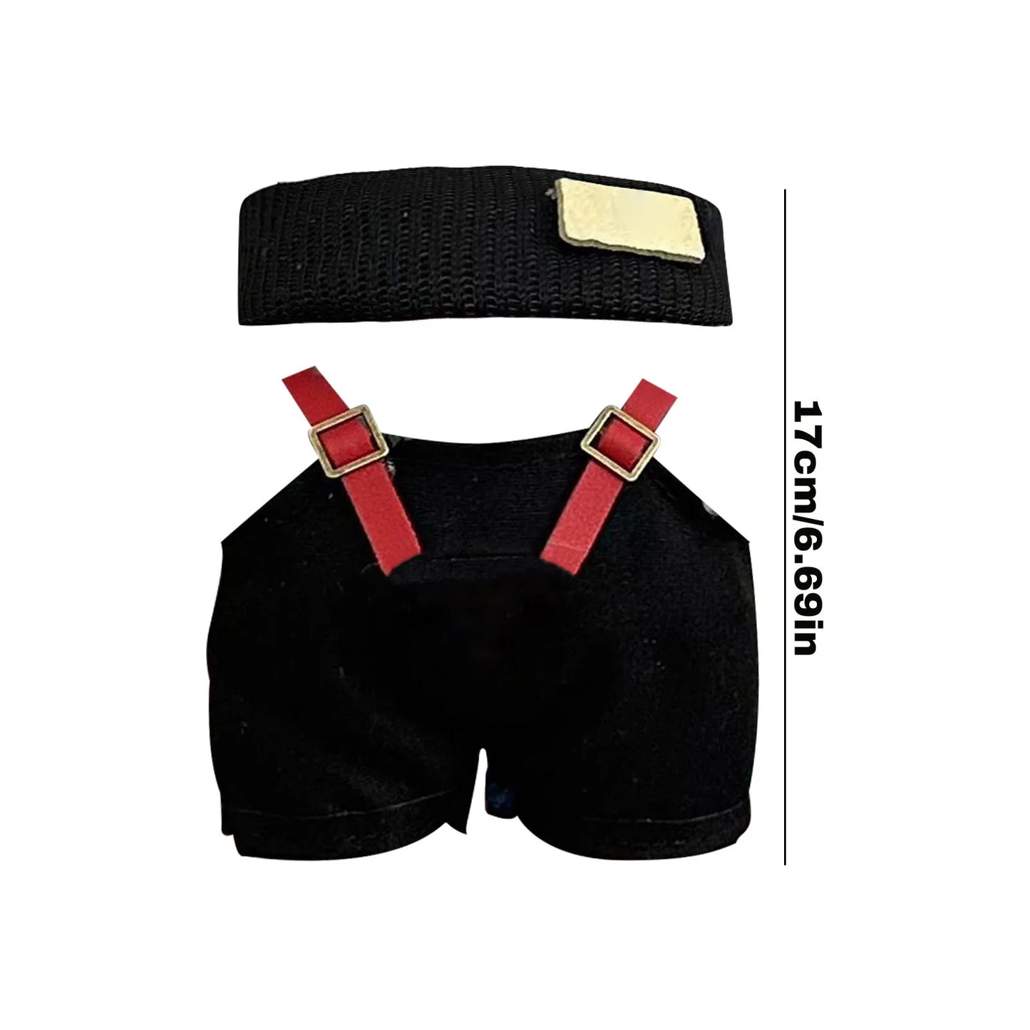 The First And Second Generation Baby Clothes 17cm Sitting Party Clothes Accessories Black Overalls & Headband Set