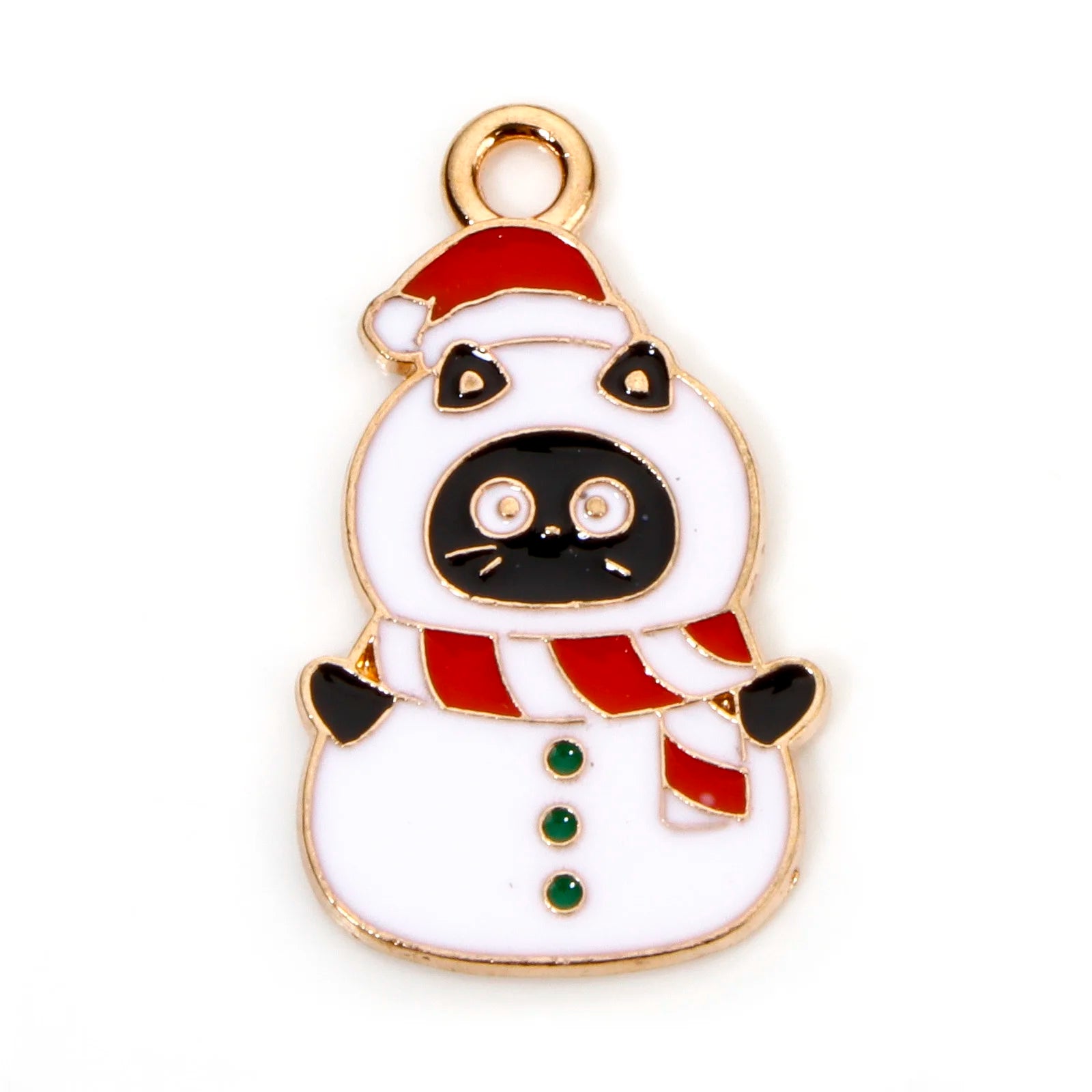 10pcs New Christmas Charms Multicolor Cat Animal Christmas Tree Bell Enamel Metal Pendants DIY Women Necklace Earrings Jewelry