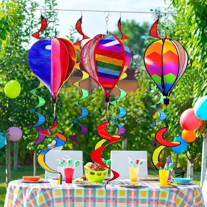 Hot Air Balloon Decor 3X Air Balloon Wind Spinner Outdoor Decoration Windsock Ornament For Holiday Garden Patio Wedding