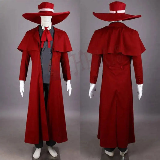 New Vampire Hunter Cosplay Hellsing Alucard Cosplay Costumes Coat Hat Wig To Choose For Game Party Halloween Custom Made