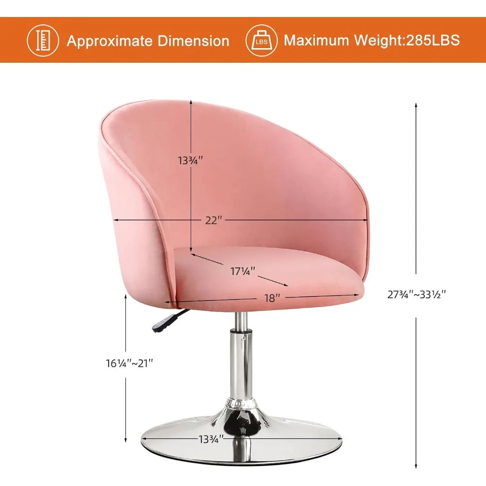 Swivel Vanity Stool Contemporary Round Velvet Back Tilt Accent Chairs 360° Makeup Chair with Frame Height Adjustable
