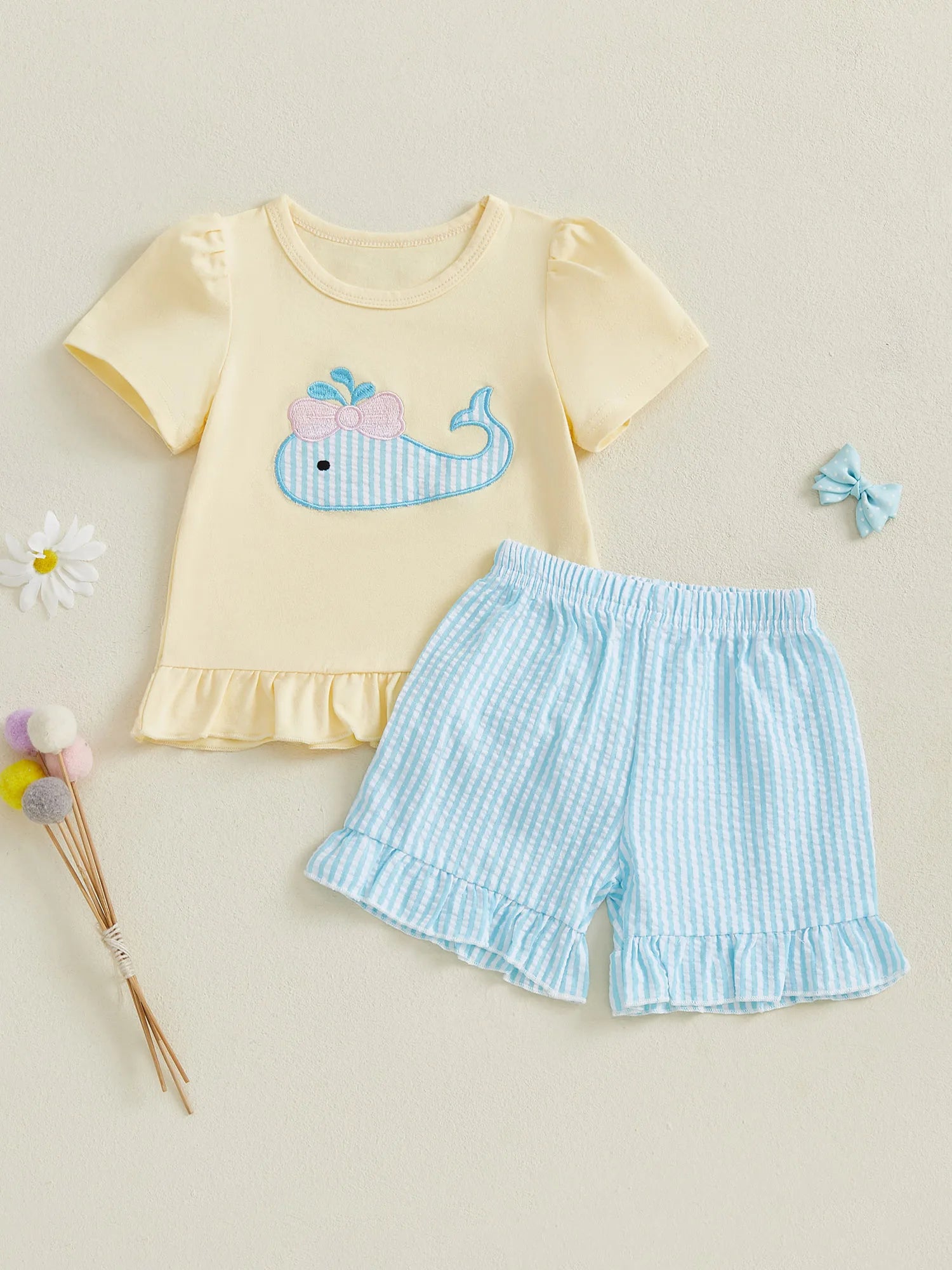 Cute Toddler Girl Floral Print Sleeveless Top and Denim Shorts Set with Bow Detail - Summer Outfit for Little Princesses