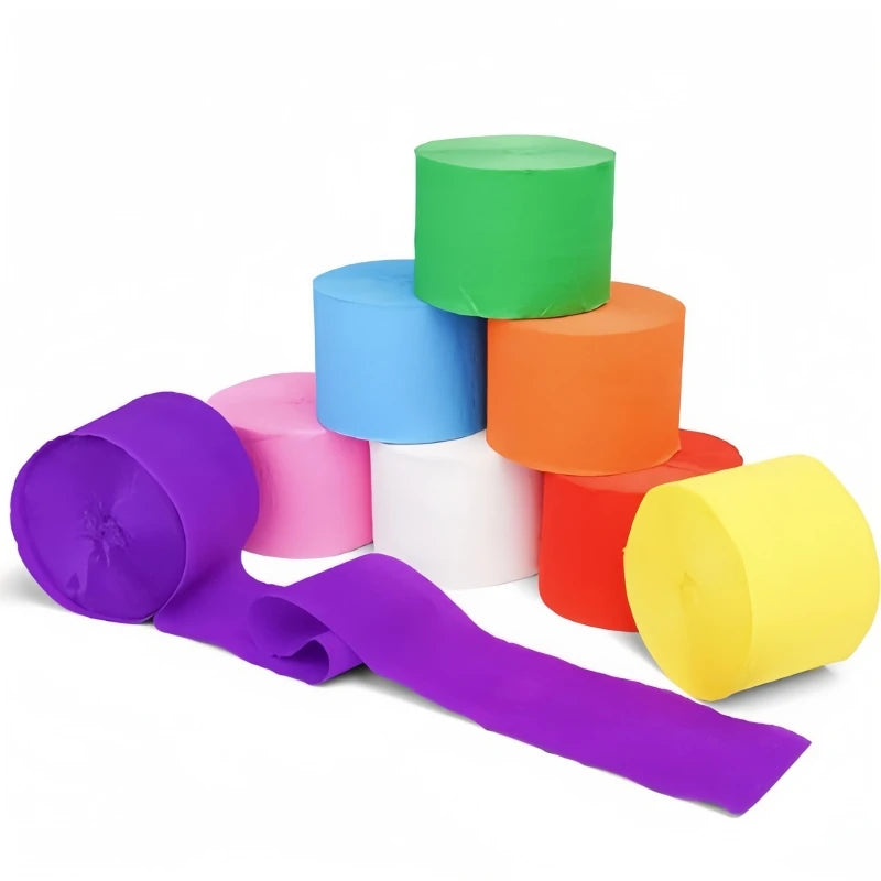 25m/Roll 4.5cm Crepe Paper Streamers Tissue Paper Roll For Flower Crafts Making Birthday Wedding Party Backdrop DIY Decoration