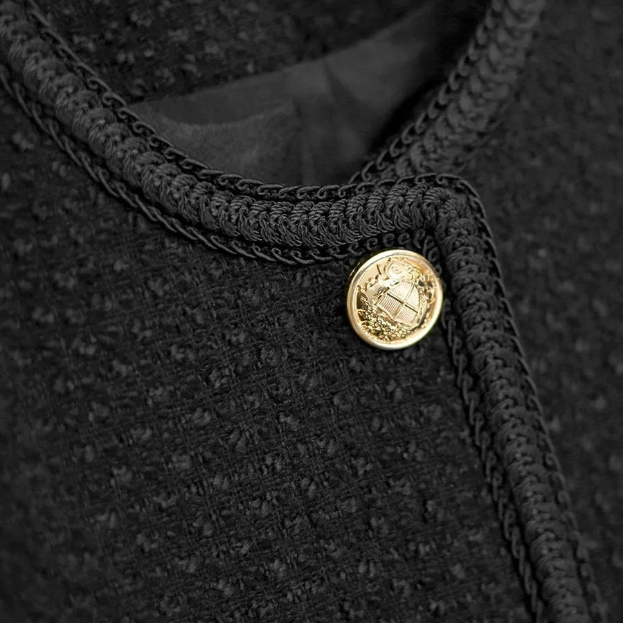 Black Fragrant Short Jacket Spring/Autumn/Winter Women's Casual Top Women's Fashion Celebrity Classic Coat