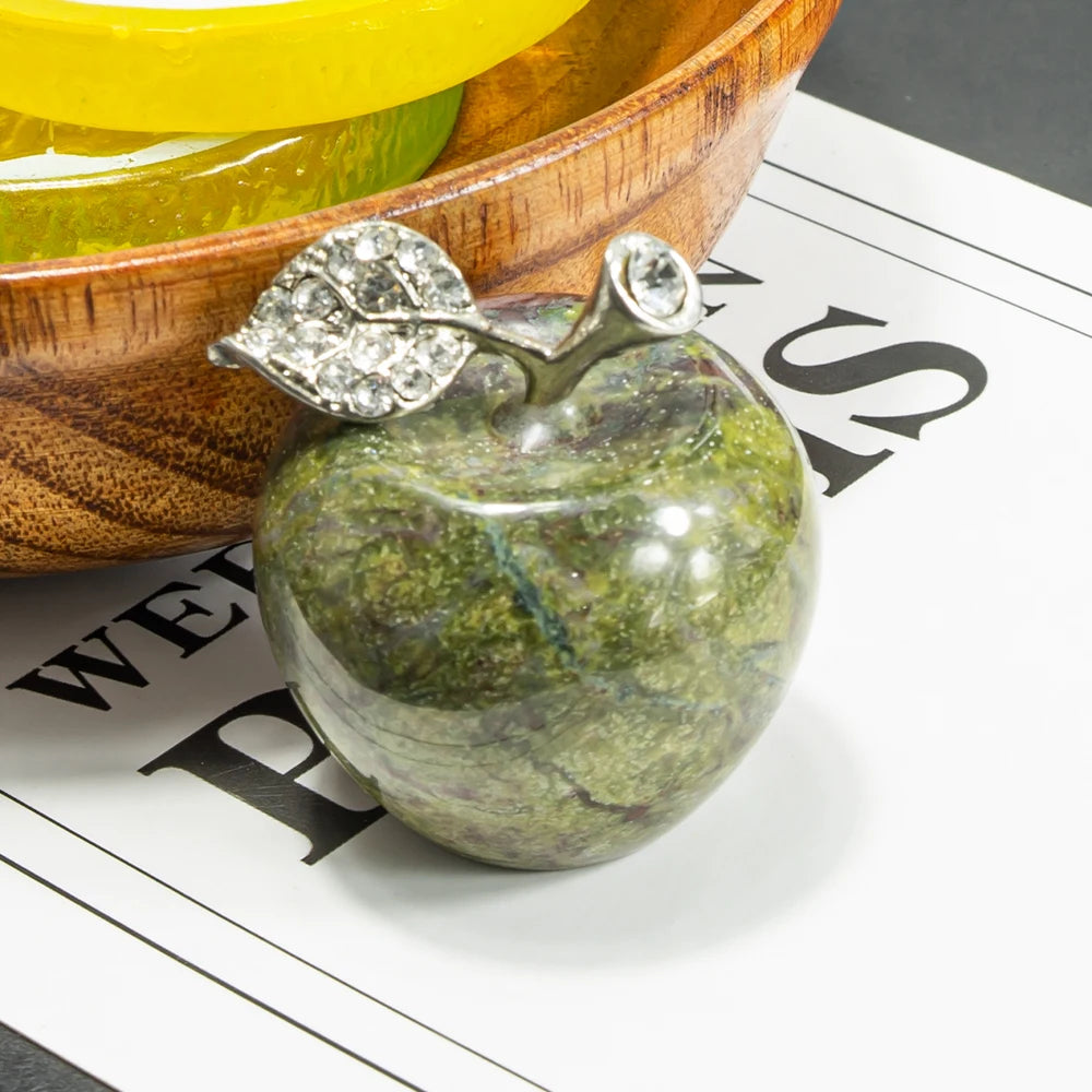 Natural Crystal Apple Jewelry Quartz Home Decoration Christmas Gift 15 Colors Healing Spirit Lucky Halo Desktop Ornament