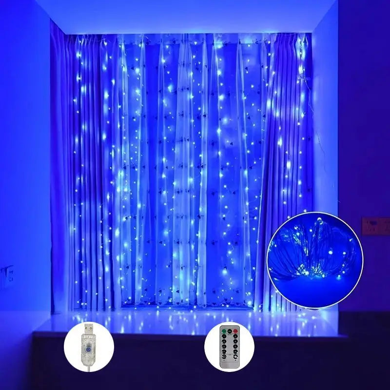 Birthday Decoration 3/6M Fairy Light 8 Mode LED Christmas Lamp USB Curtain String Light Home Decor Holiday Garland Wedding Party