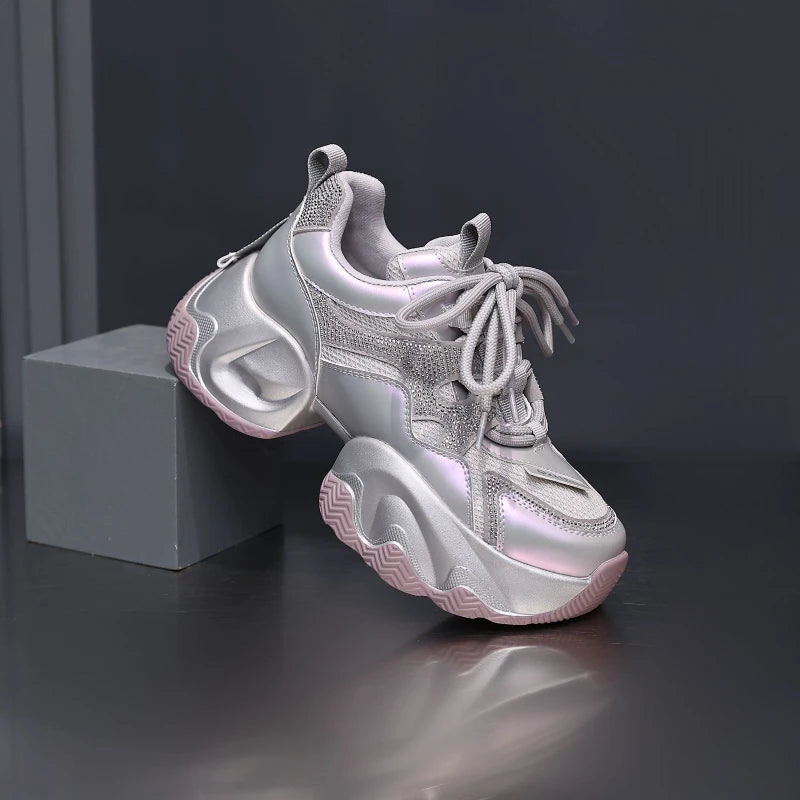 Thick-soled Heightening Dad Shoes for Women 2025 Summer New Versatile Soft-soled Mesh Breathable Casual Sports Shoes Tide