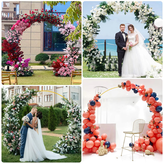 8ft/9.5ft White Round Metal Wedding Arch,Circle Balloon Arch Stand for Garden, Yard, Wedding, Bridal, Indoor Outdoor Party