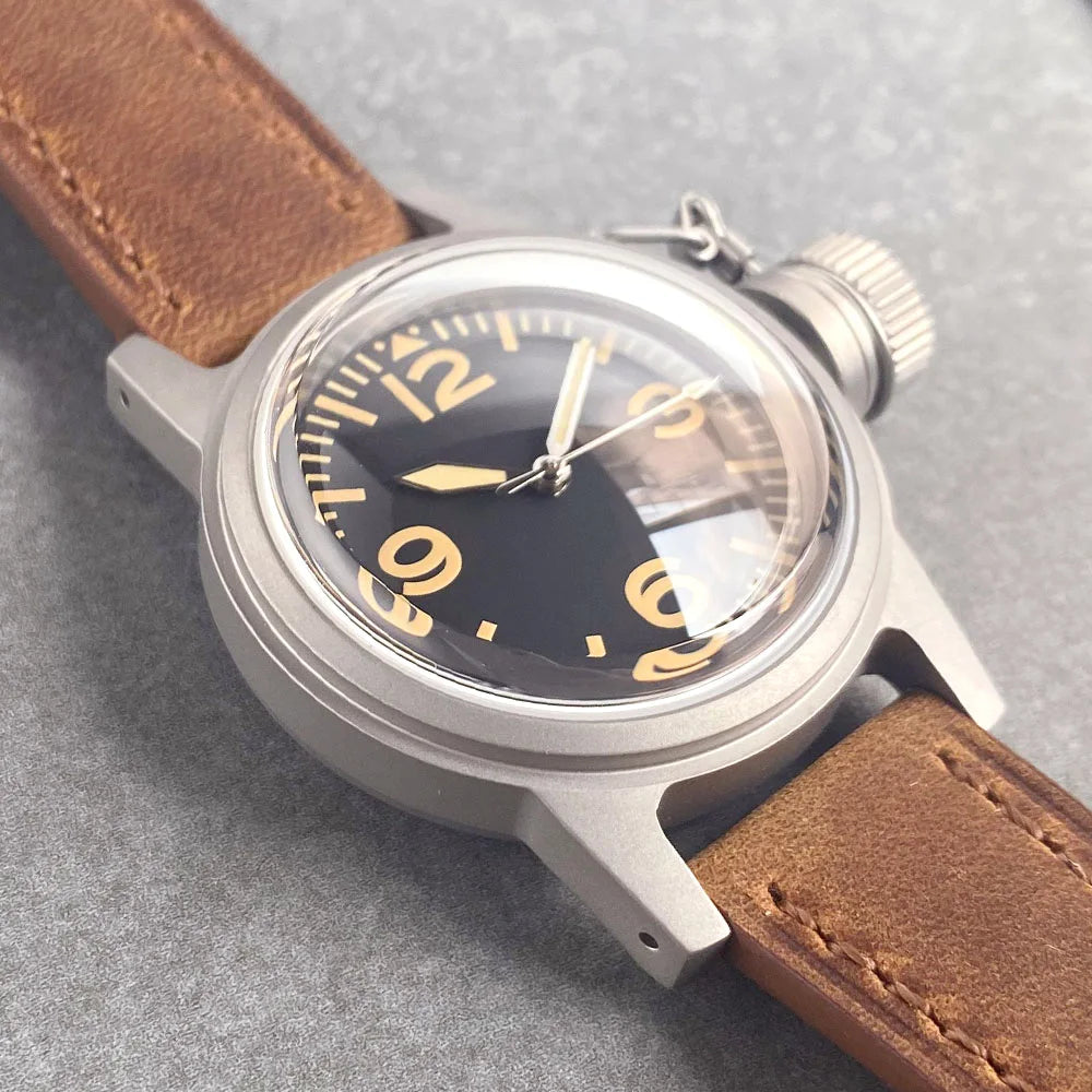 Customized 36MM Automatic NH35/PT5000 Movement Military Field Army Watch Vintage For Men 20ATM Big Crown Double Dome Sapphire