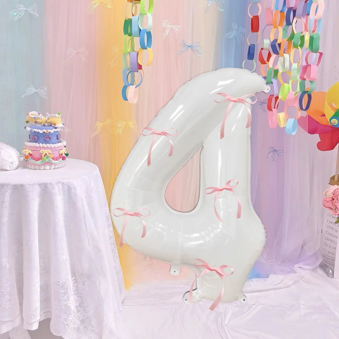 White 32inch 0-9 Years Old Balloons Pink Bow Number Balloons Aluminum Foil Milky Wedding Decorations Birthday Party Baby Shower