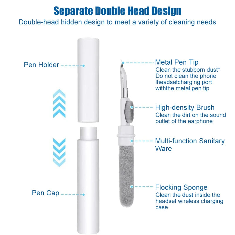 Earphone Cleaning Brush 3-in-1 Multi-Functional Cleaning Kit with Soft Brush, Suitable for Wireless Earphones Case Charging Pen