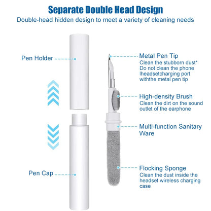Earphone Cleaning Brush 3-in-1 Multi-Functional Cleaning Kit with Soft Brush, Suitable for Wireless Earphones Case Charging Pen