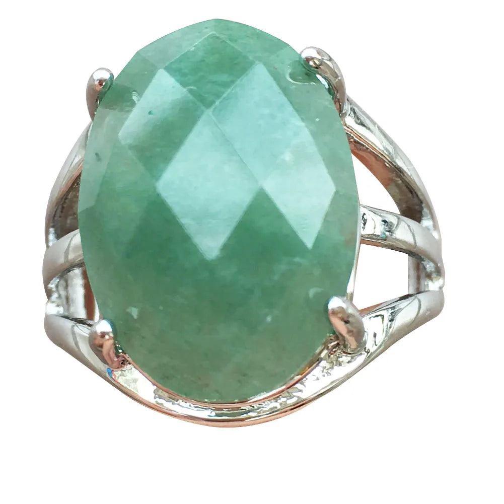 Crystal Faceted Oval Women Men Art Round Ring  7~12" Adjust Size WB827