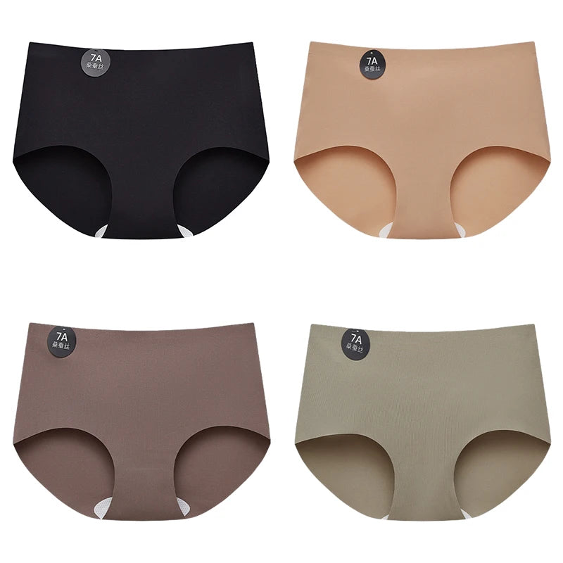 FalllSweet 4PCS Seamless Panties for Woman Ice Silk Underwear Soft Thin Briefs Women's Underpants Fashion Sexy Female Lingerie