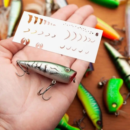 6Pcs Fishing Lure Painting Templates PVC Drawing Stencils for Handmade Fish Lure Y5GB