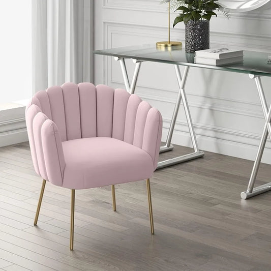 Dolores Modern Blush Velvet Accent Chair - Feather-Filled Seat with Brushed Gold Legs, Easy-Clean Upholstered Side Chair