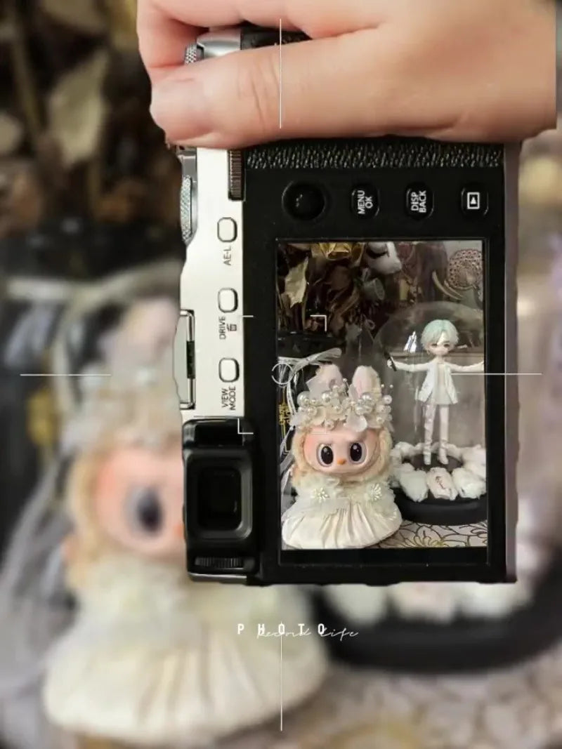 For One and Two Generations of Labubu Rabub Sitting Party Vinyl Doll Blind Box Pendant Baby Clothes For Wedding Dress Skirt