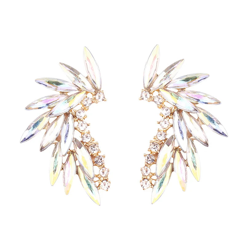 LUBOV 3 styles Colorful Wings Stud Earrings Acrylic Crystal Stone Women Piercing Earrings Trendy Wedding Jewelry Christmas Gift