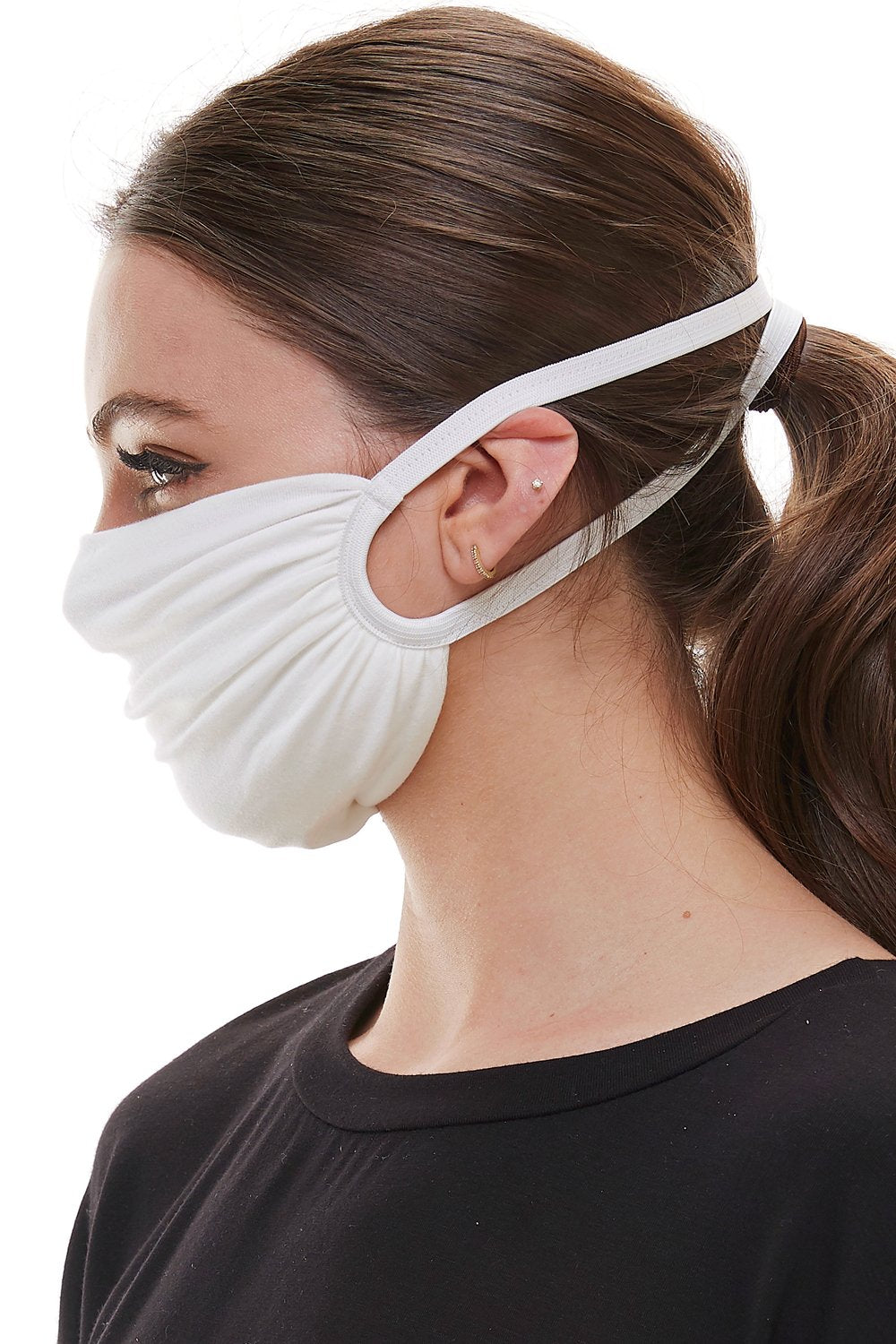Fabric stretchable elastic head loops washable reusable face cover