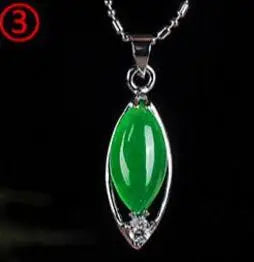925 Silver Chinese Green Jade Water Drop Pendant Dragon Necklace Jadeite Amulet Fashion Jewelry Luck Gifts Women Sweater Chain