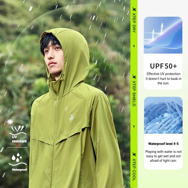Xtep Waterplaying Outfit Sunscreen Coat 2025 Spring Waterproof UV Protection Quick-dry Loose Cool Hood Pocket 875227140011