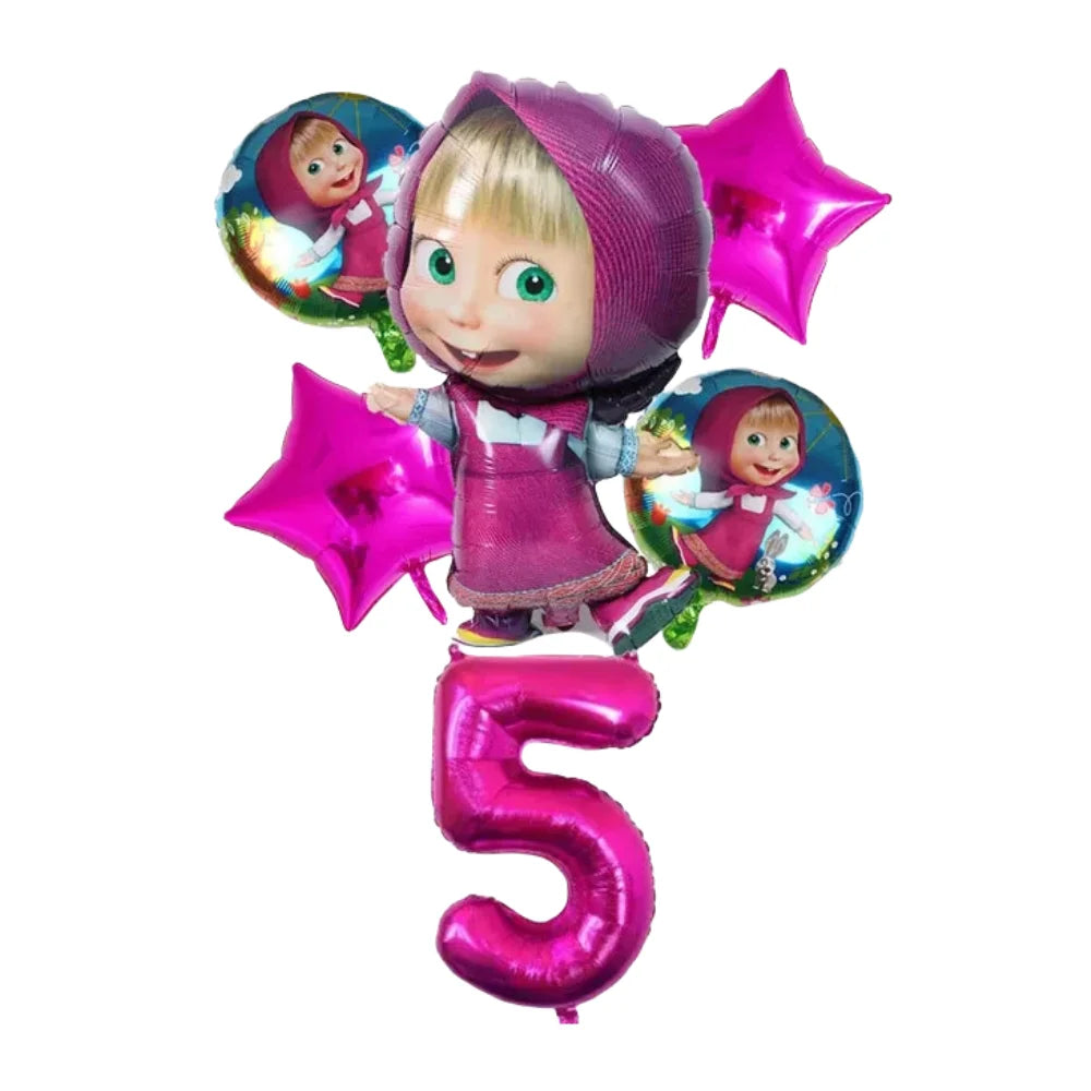 Cute Mashas and the Bear Party Balloons Party Decorations Cartoon Bear Party Favors Baby Shower Gifts For Kids Birthday Party