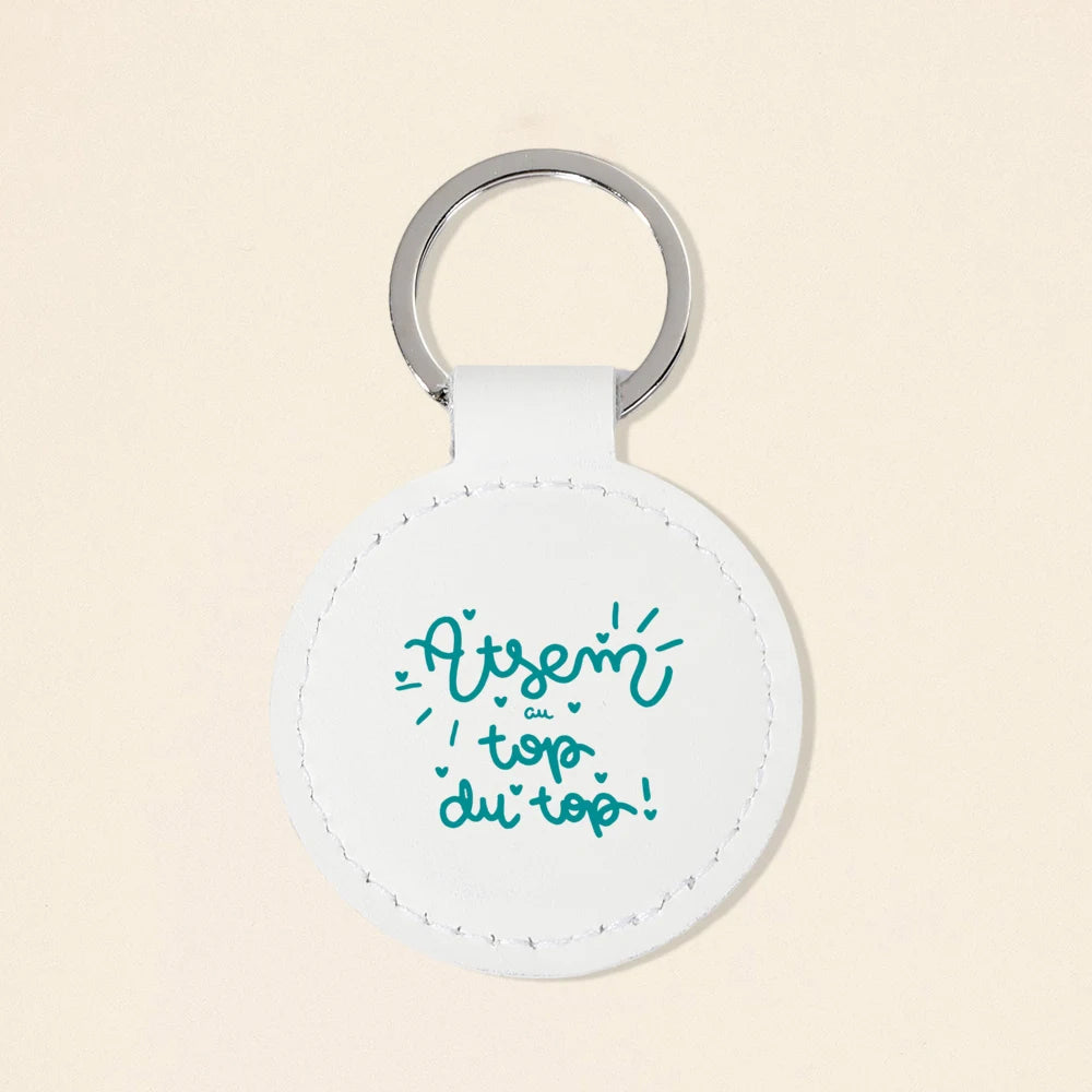 Super Atsem Maitre Maitresse Print Keychain Leather Circle Keyring Teacher Life Key Chain Teacher's Day Thanks Gift for Teacher