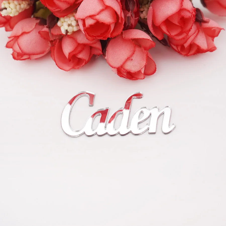 5cm 8cm Width Names of Groom and Bride Wedding Decoration Acrylic Mirror Stickers Private Custom