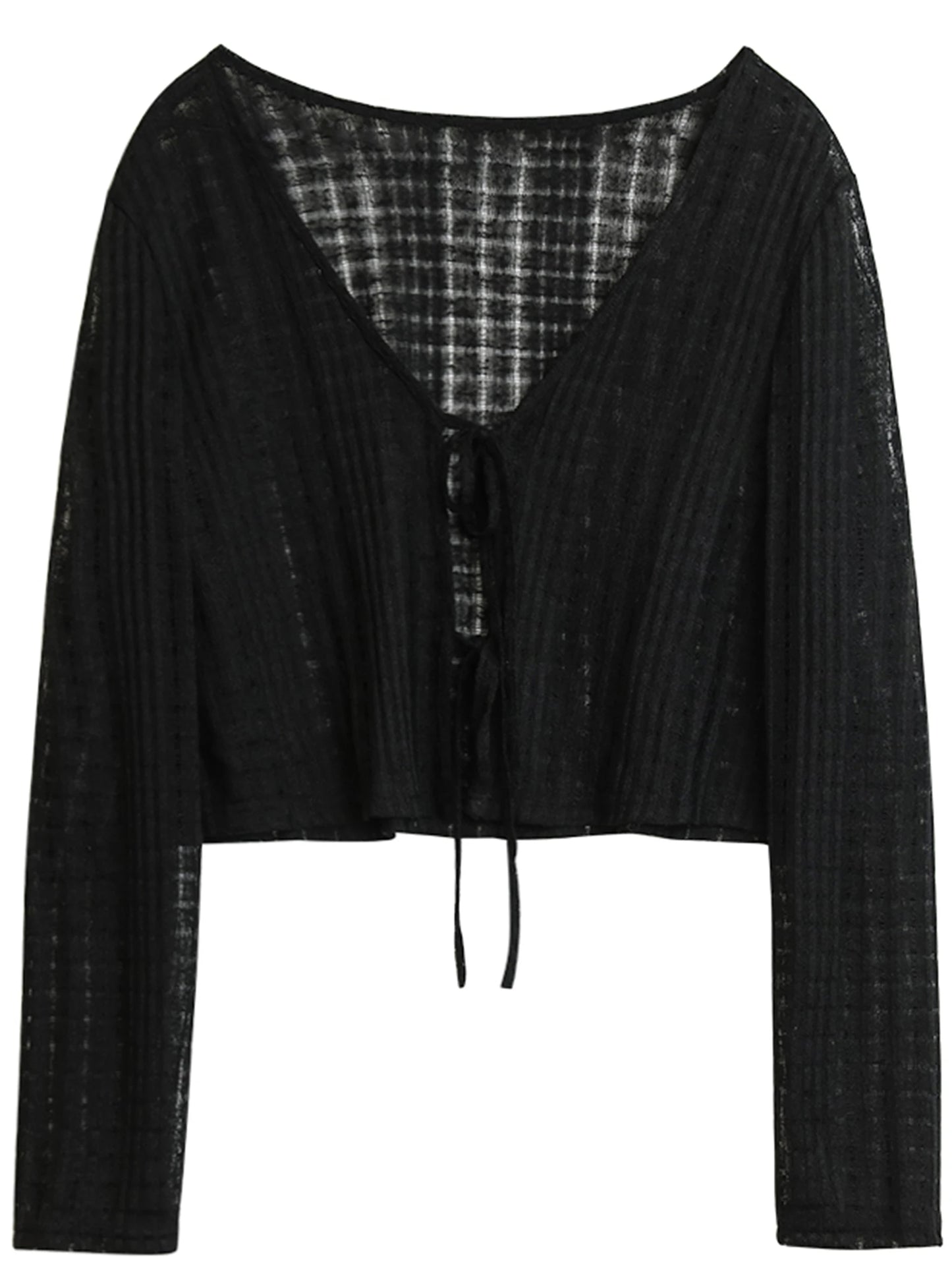 CHIC VEN Women Cardigan Loose Casual New Solid V-neck Lace Up Knitted Sweaters Hollow Out Female Short Coat Spring Autumn 2025