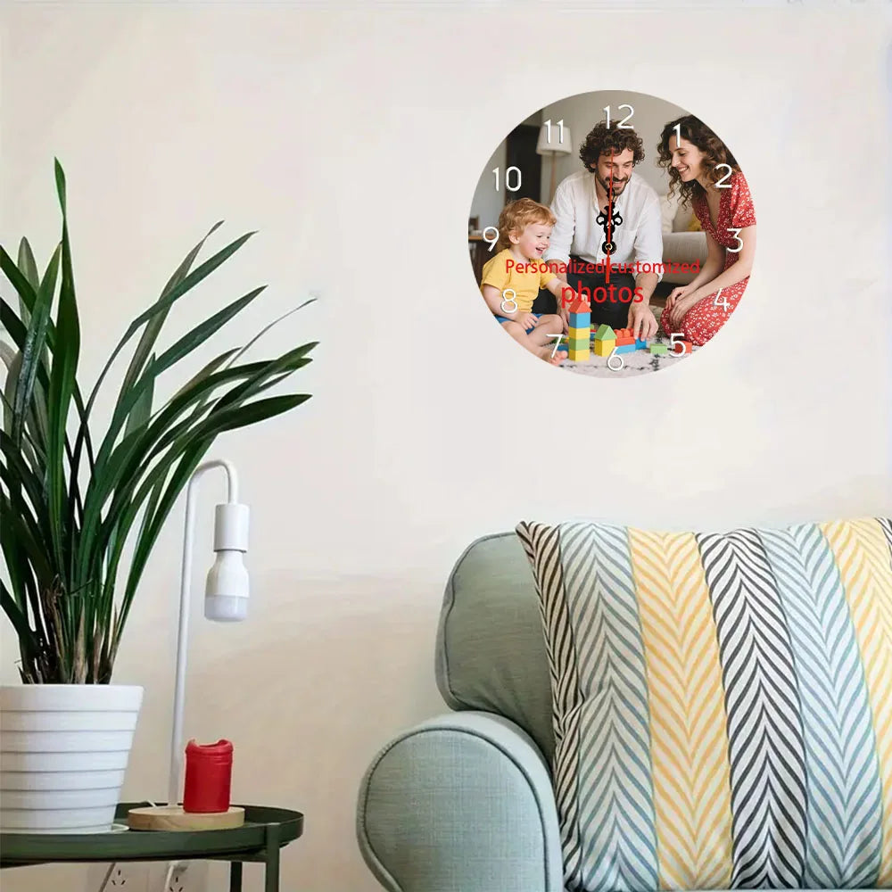 1 Piece 12inch Customized Photo Wall Clock Silent Clock with Silent Tone   Great for Creates Harmony Atmosphere with Various Spaces and Using Timing.   Decorative and Timing.   The Battery Is Not Provided. Custom Wall Decor Wall Clock