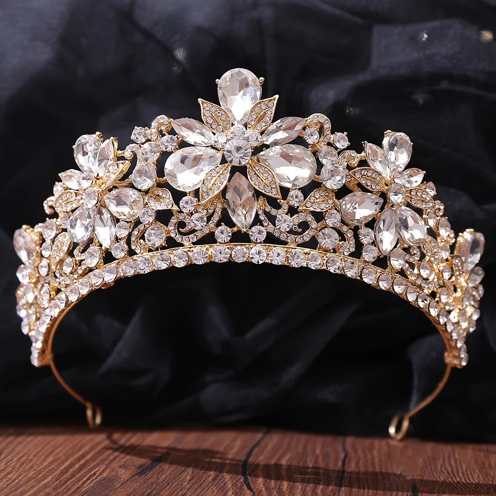 Baroque Crystal Crown Tiara For Women Bride Rhinestone Prom Princess Diadem Bridal Wedding Hair Accessories Jewelry Crown Tiara
