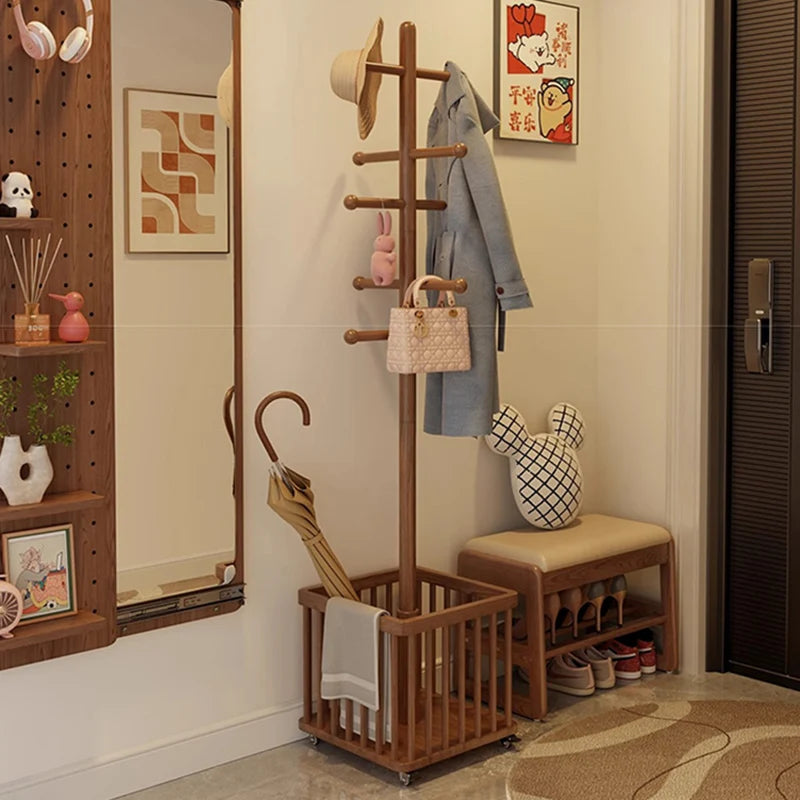 Nordic Living Room Coat Racks Wooden Clothes Organizer Space Saving Coat Racks Wall Minimalist Porte Manteau Trendy Furniture