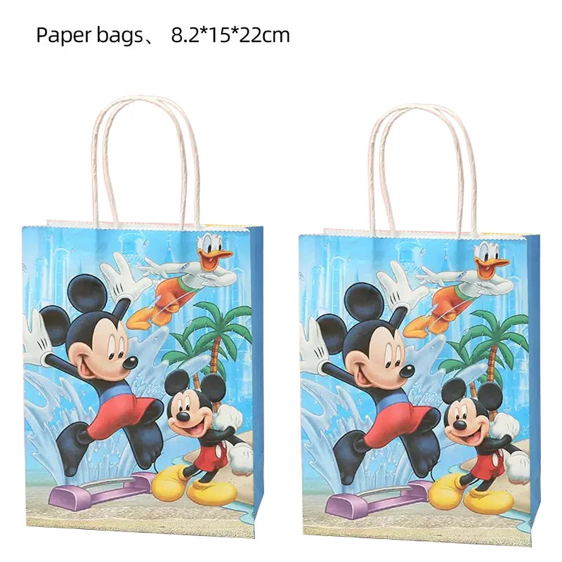 21*15*8cm Disney Mickey Mouse Paper Gift Bag Festival With Handles Baby Shower Candy Bags Kids Minnie Birthday Party Supplies ﻿