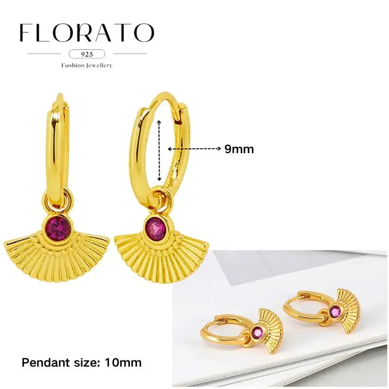 925 Sterling Silver Ear needle European And American Style Hoop Earrings Round square Pendientes Fashion For Women Birthday Gift