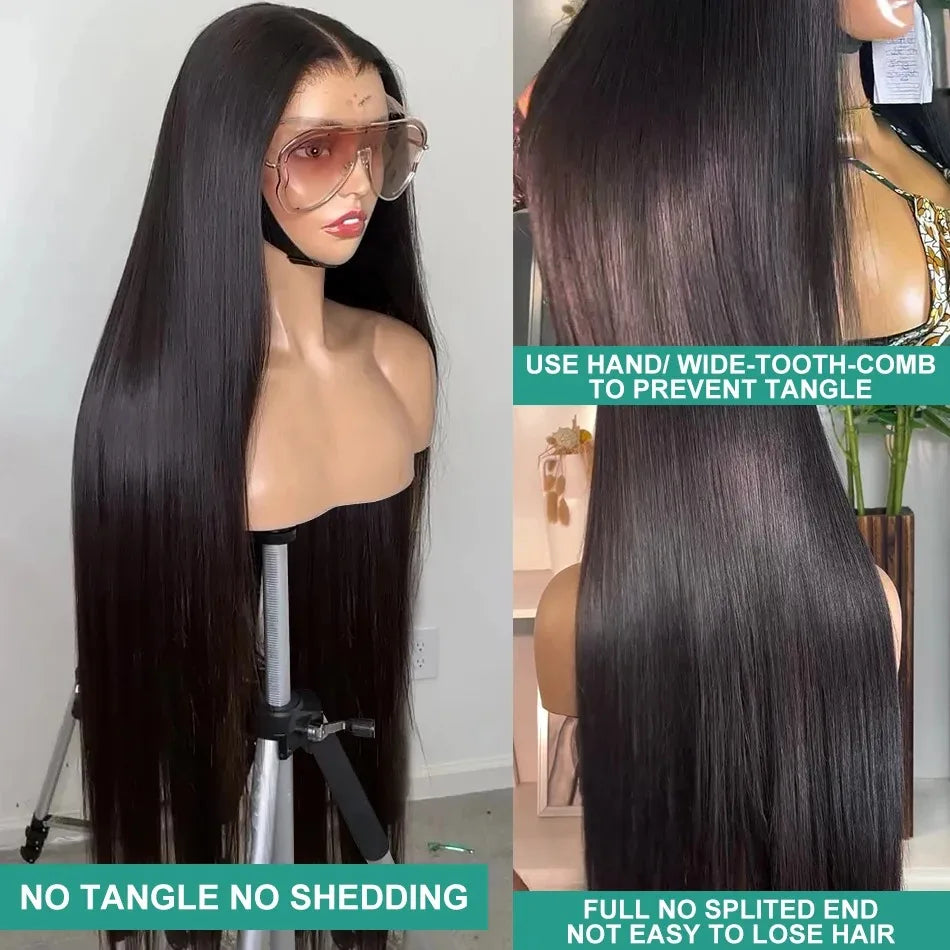 180 Density 13x6 HD Bone Straight Lace Front Wigs Human Hair 30 40Inch 13x4 Transparent Lace Frontal Human Hair Wigs For Women