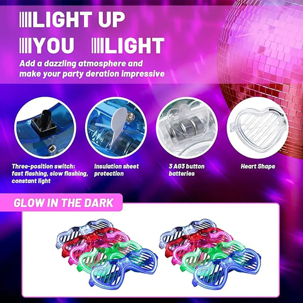 5/10/15/20/30 Pcs Led Neon Party Glasses Light Up Sunglasses Glow in the Dark Glasses for Kids Adults Party Supplies