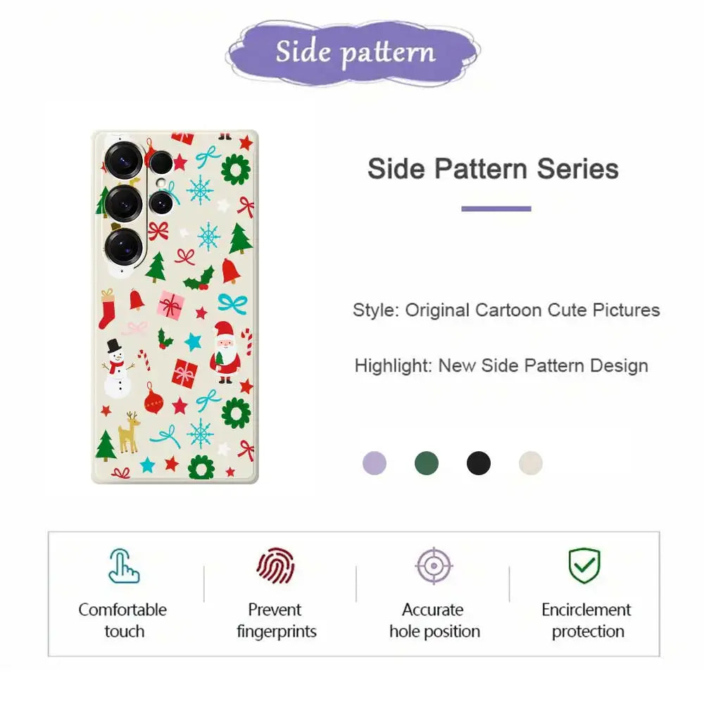 Christmas Pattern Case For Samsung Galaxy S25 S24 S23 S22 S21 S20 Ultra Plus S10 Plus S24FE S23 FE S22FE S21 FE S20 FE Cover