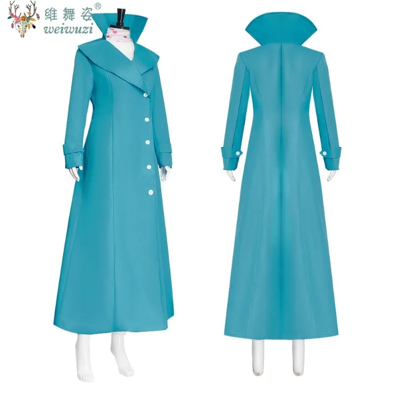 Lucy Wilde Cosplay Costume Blue Long Jacket Animated Movies Lucy's Overcoat Wome Halloween Partyn's Trench Coat Wig for Woman