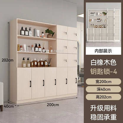 Customized barber shop towel cabinet Beauty salon product display cabinet Hair shop locker Customer deposit box with lock