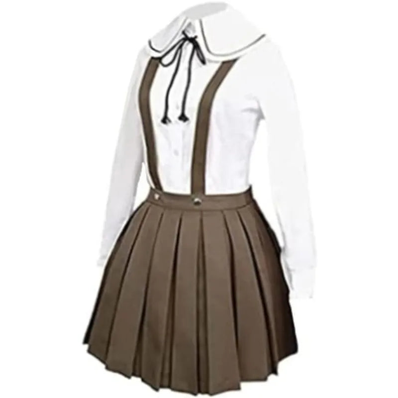 Anime Chihiro Fujisaki Cosplay Costume White Shirt Brown Skirt JK Green Coat Full Set for Women Wig Role Play Outfit Theme Party