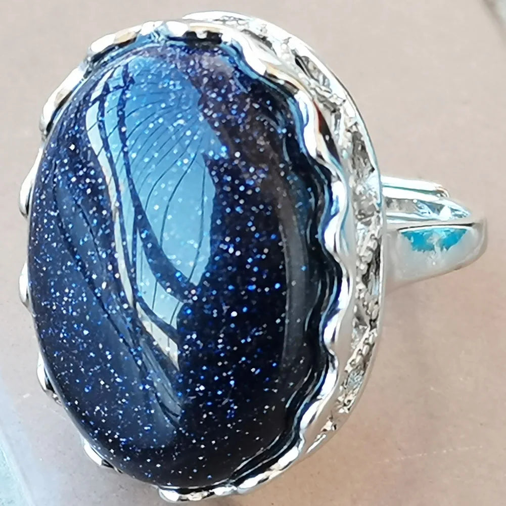 Malachite Oval Women Men Art  bead Ring  PWB987