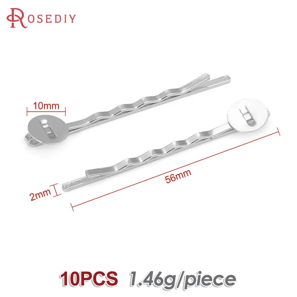 10PCS 18K Gold Color Iron with Pearl Beads Base 8MM 10MM Hair Jewelry Hair Clip Jewelry Making Supplies Accessories for Women