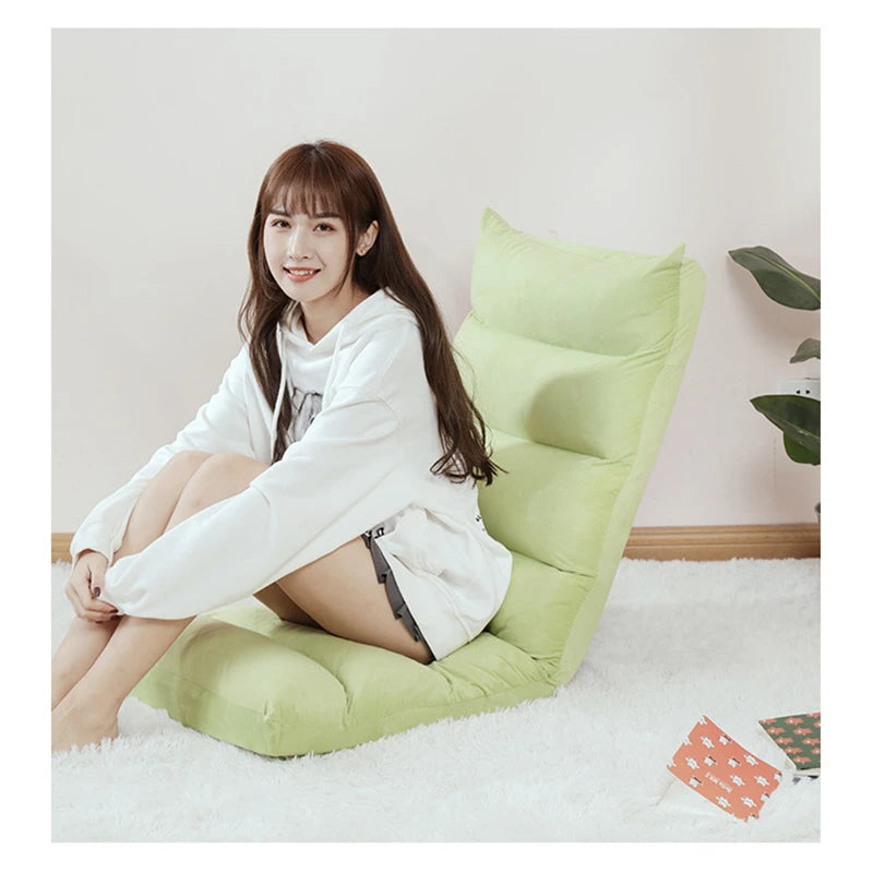 Foldable Floor Sofa Portable Lazy Chair Thickened Backrest Tatami Meditation Seat Single Floor Recliner for Home Bedroom Camping