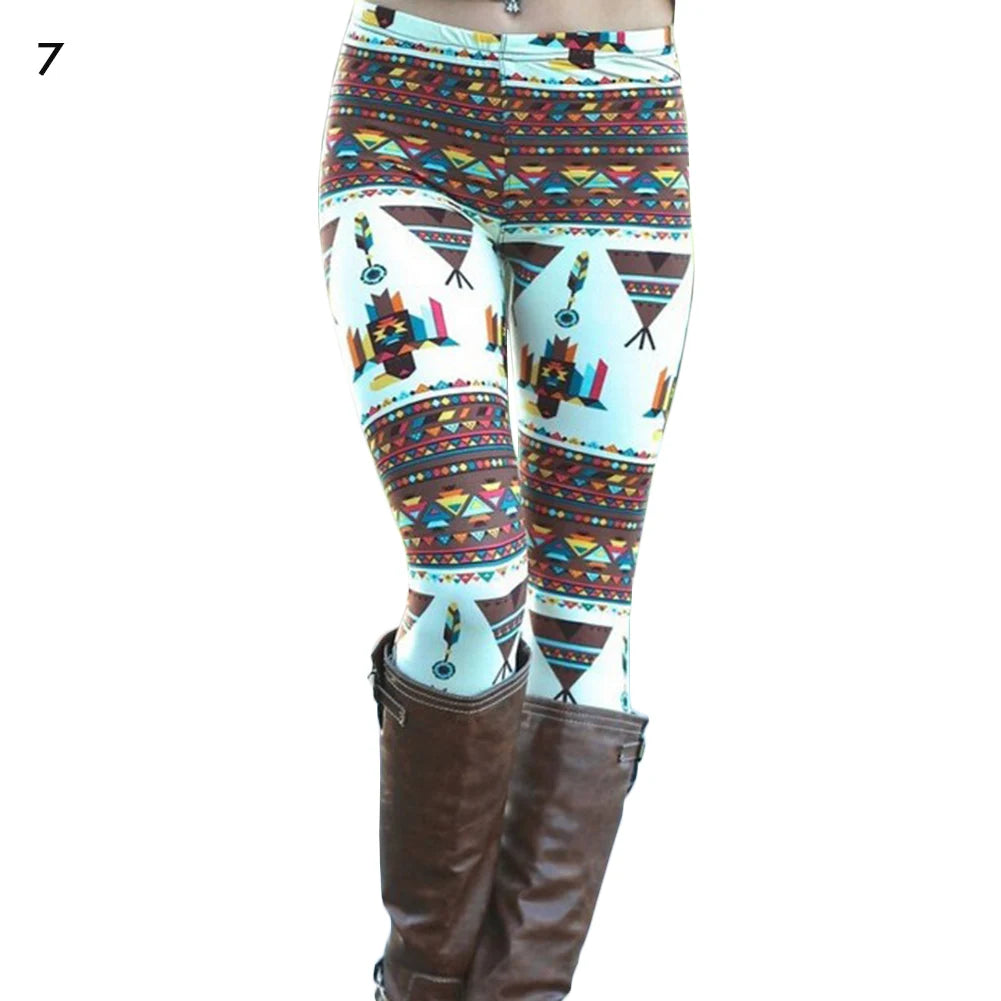 Christmas Women's Leggings Pants Snowflake Elk Printed High Waist Skinny Trouser Fitness Stretch Pants Christmas Party Clothes