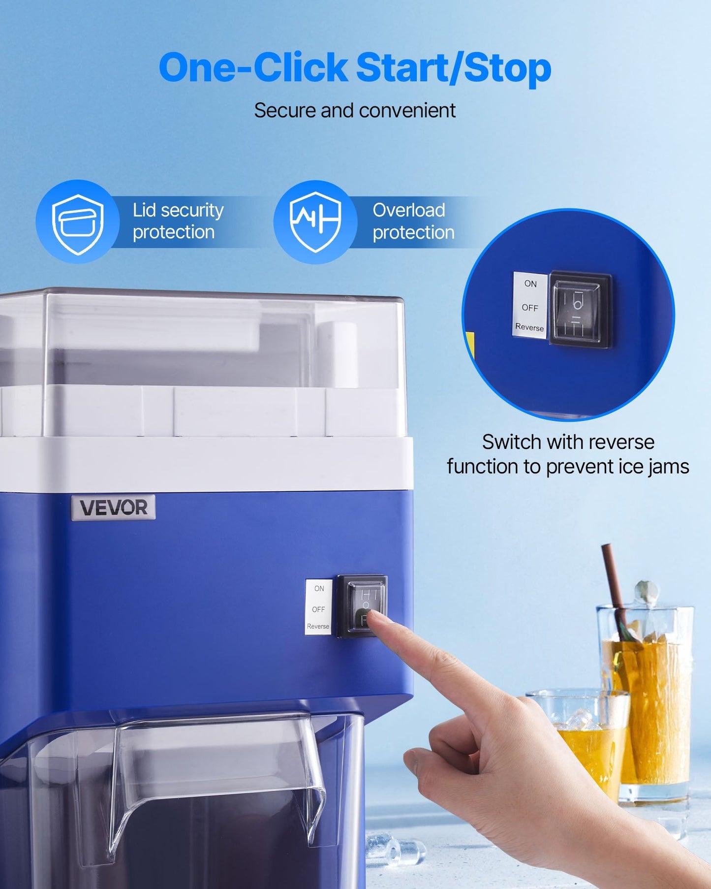 Commercial Ice Shaver Machine, 1.91QT /1.8L Large Electric Snow Cone