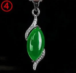 925 Silver Chinese Green Jade Water Drop Pendant Dragon Necklace Jadeite Amulet Fashion Jewelry Luck Gifts Women Sweater Chain