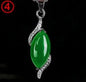 925 Silver Chinese Green Jade Water Drop Pendant Dragon Necklace Jadeite Amulet Fashion Jewelry Luck Gifts Women Sweater Chain