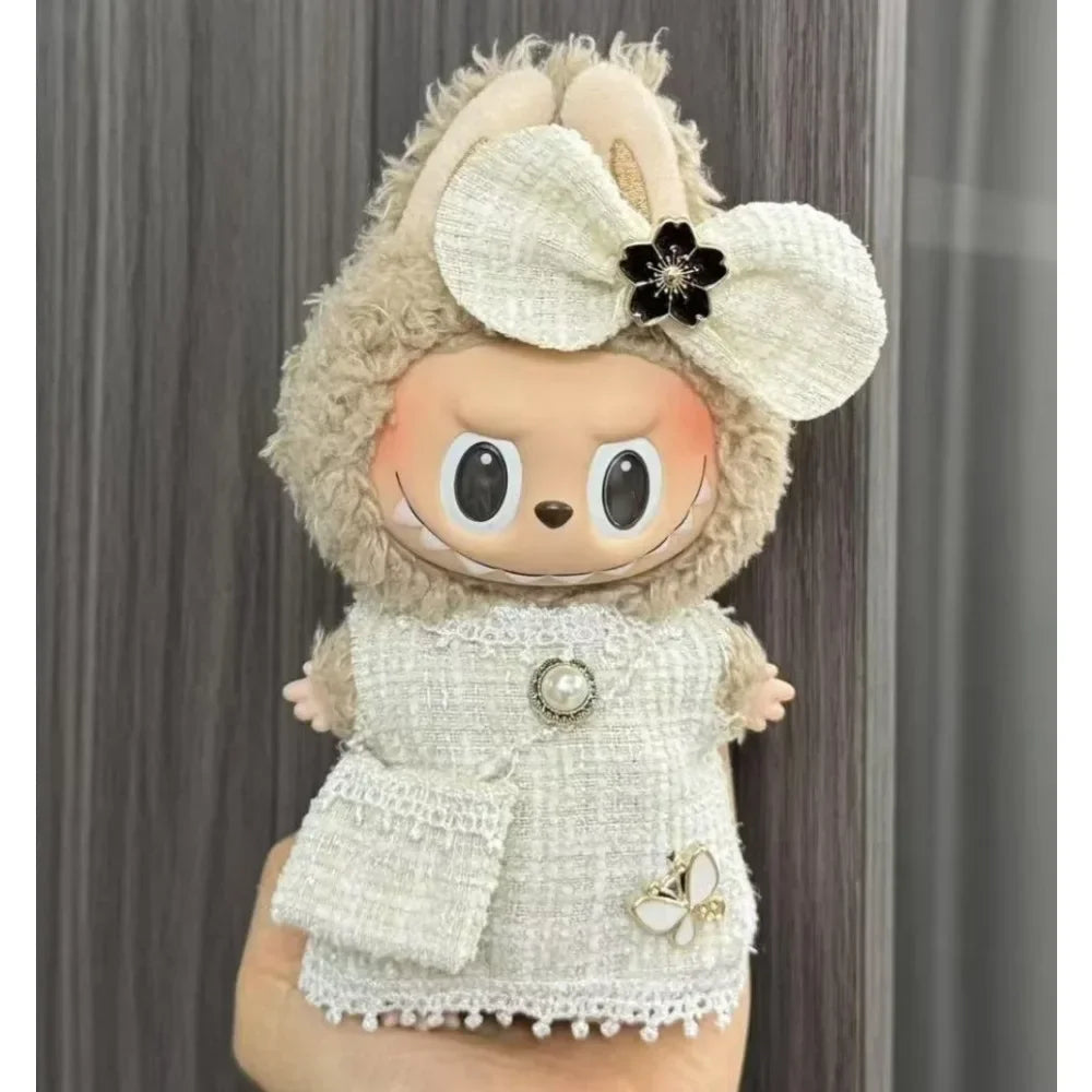 For Labubu Doll Outfit Accessories Black & Pink & White Style Little Wind Suspenders Dress Fashionable New Baby Doll Clothes